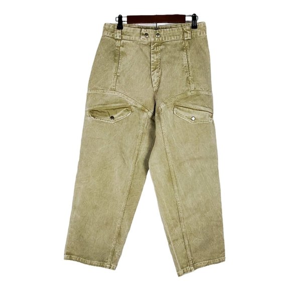 Lacausa Diego Trousers Sz 8 Cargo High Rise Cotton Denim $195 Sand Mineral Wash - Picture 2 of 12